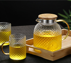 Heatable Glass Cold Water Pitcher with Rice Grain Pattern
