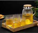 Heatable Glass Cold Water Pitcher with Rice Grain Pattern
