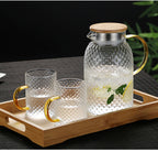 Heatable Glass Cold Water Pitcher with Rice Grain Pattern