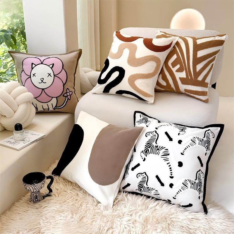 Nordic Style ins Living Room Sofa Cover | Simple Geometric Jacquard Soft and Comfortable Pillowcase