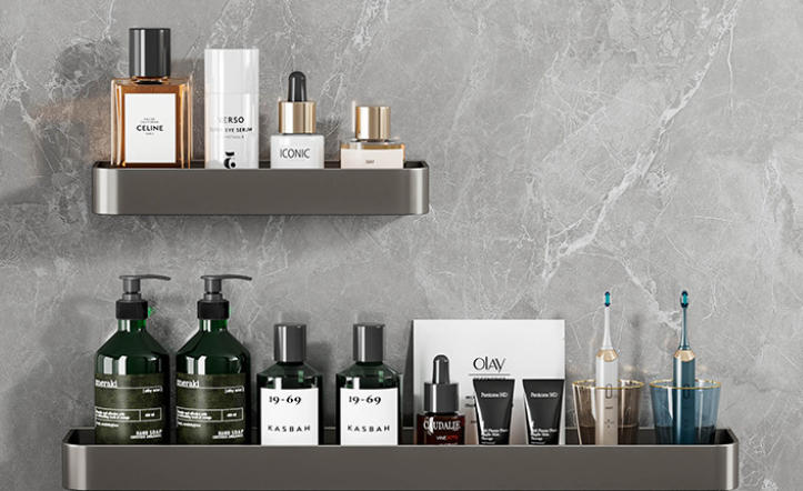 Bathroom Storage Rack+Minimalist Thickened Drill-Free Wall-Mounted