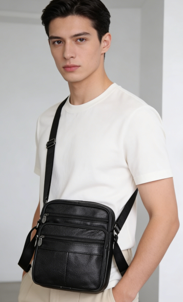 Men's Faux Leather Shoulder Bag