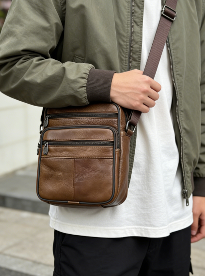 Men's Faux Leather Shoulder Bag