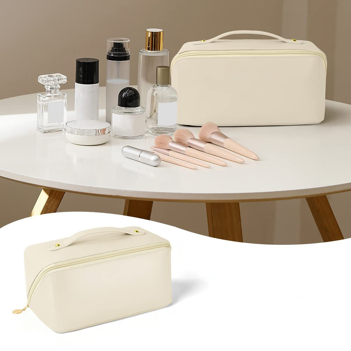 丨 Portable Travel Cosmetic Bag Large Capacity High-value PU Leather