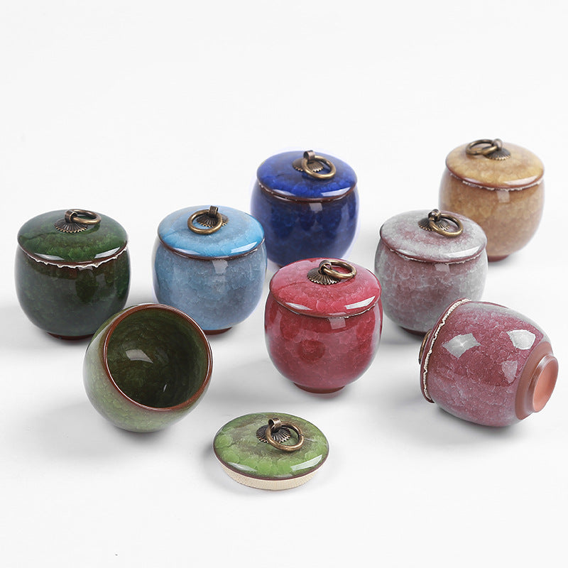 Travel Tea Clay Tea Jar with Cracked Sandwich Design