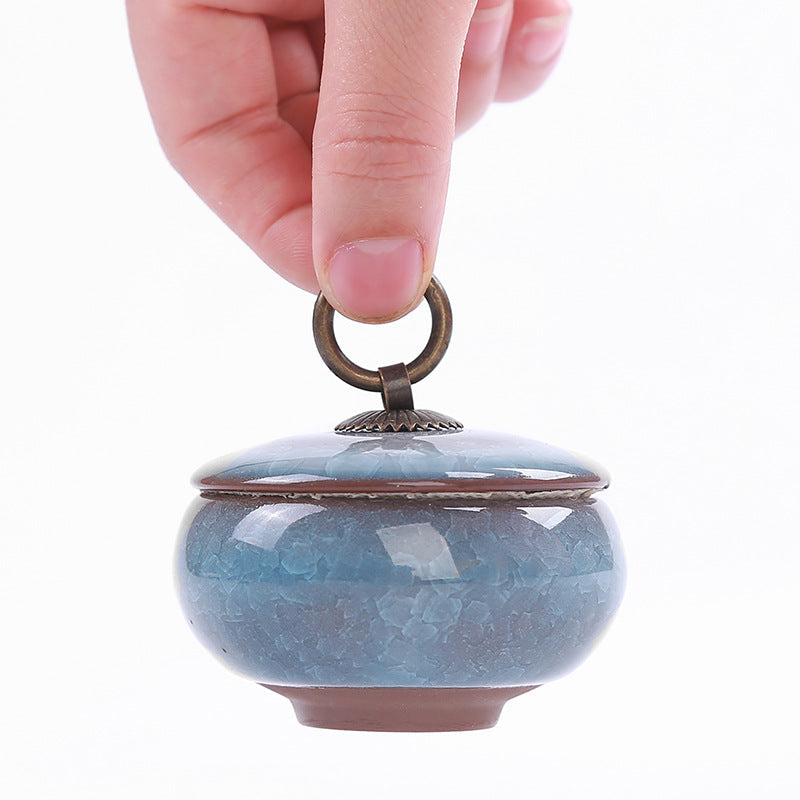 Travel Tea Clay Tea Jar with Cracked Sandwich Design