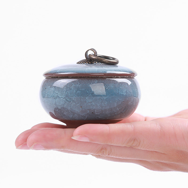 Travel Tea Clay Tea Jar with Cracked Sandwich Design