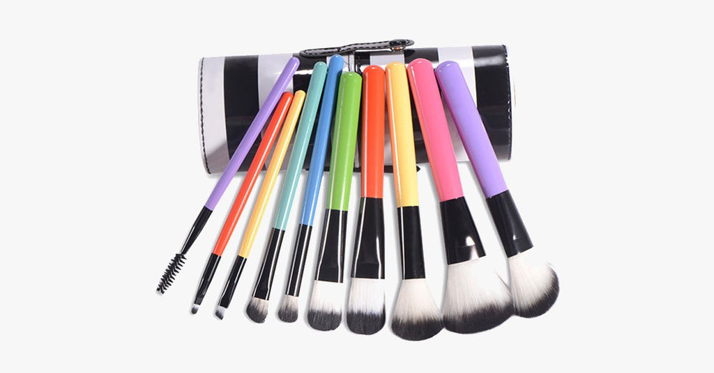 Striped Multicolor Makeup Brush Set – Add a splash of color and professionalism to your makeup set