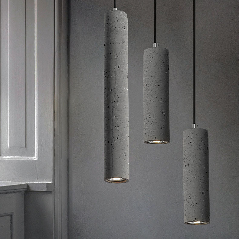 StoneCast Industrial Cylinder Pendant Light made of Concrete | 1 Light | Smooth or Rough Surface