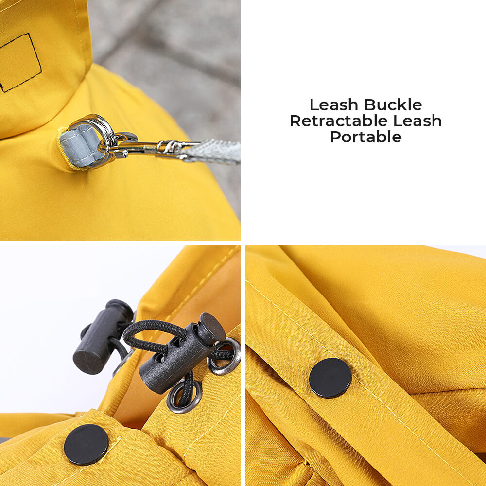 Stylish waterproof adjustable reflective stripe dog rain jacket with hood