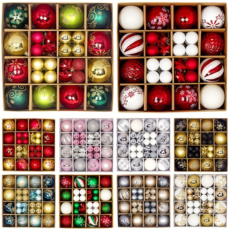 Christmas Tree Baubles Set – Plastic Hanging Ornaments