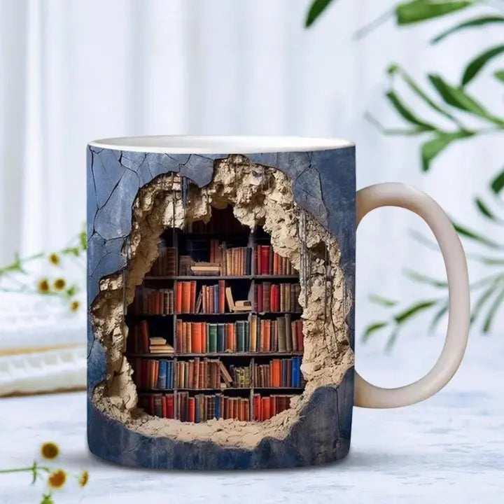 3D-Bookcase-Ceramic-Mug for Book Lovers