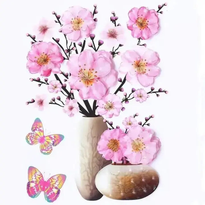 3D-Vase-Wall-Sticker – Removable Flower Decoration