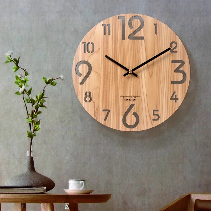 3D Wall Clock Made of Wood