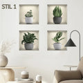 3D self-adhesive plant sticker set