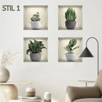 3D self-adhesive plant sticker set