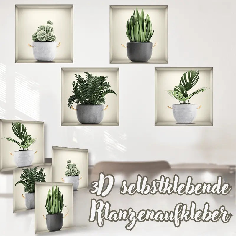 3D self-adhesive plant sticker set