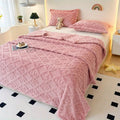 Leaf Embroidery Fleece Winter Blanket