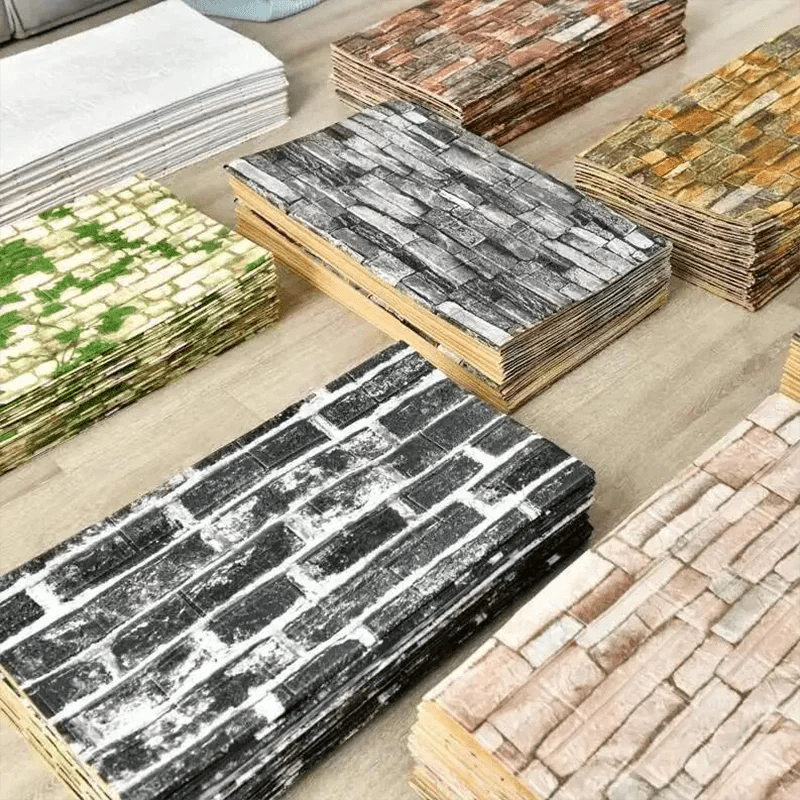 3D foam wallpaper in brick pattern