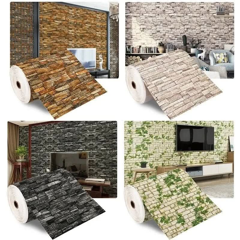 3D foam wallpaper in brick pattern