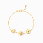 Dainty Birth Flower & Birthstone Bracelet