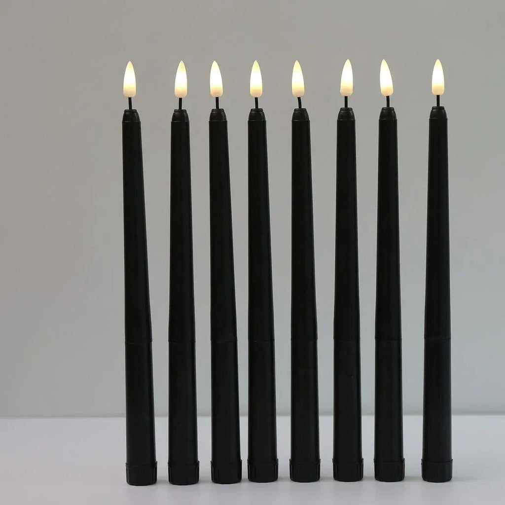 3 pieces black LED candles with flickering flame