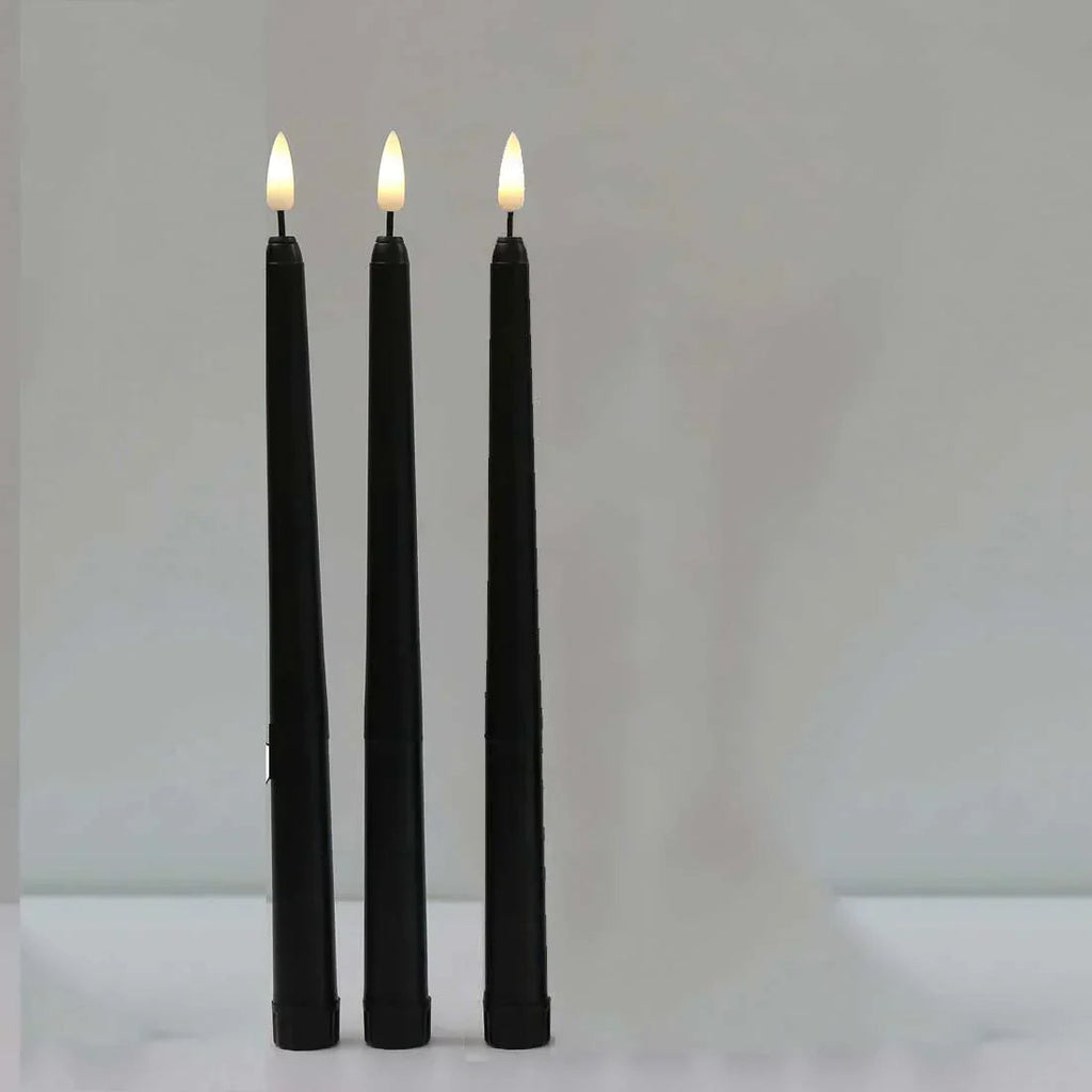 3 pieces black LED candles with flickering flame
