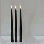 3 pieces black LED candles with flickering flame