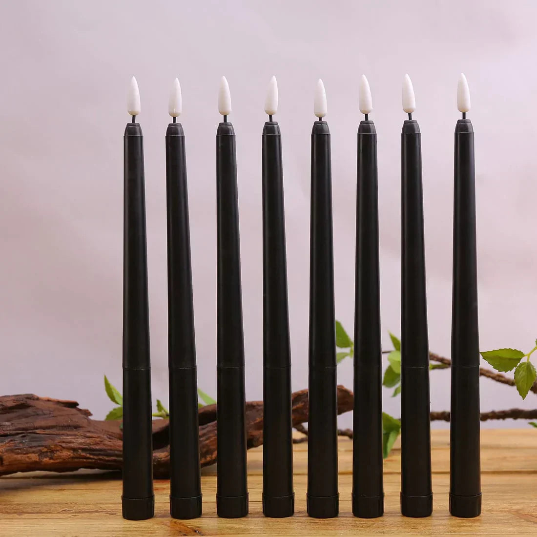 3 pieces black LED candles with flickering flame