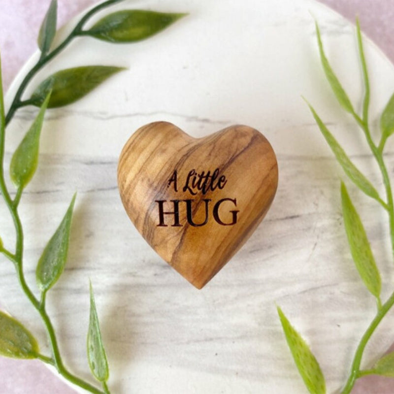 Small Pocket Hug Wooden Heart Token