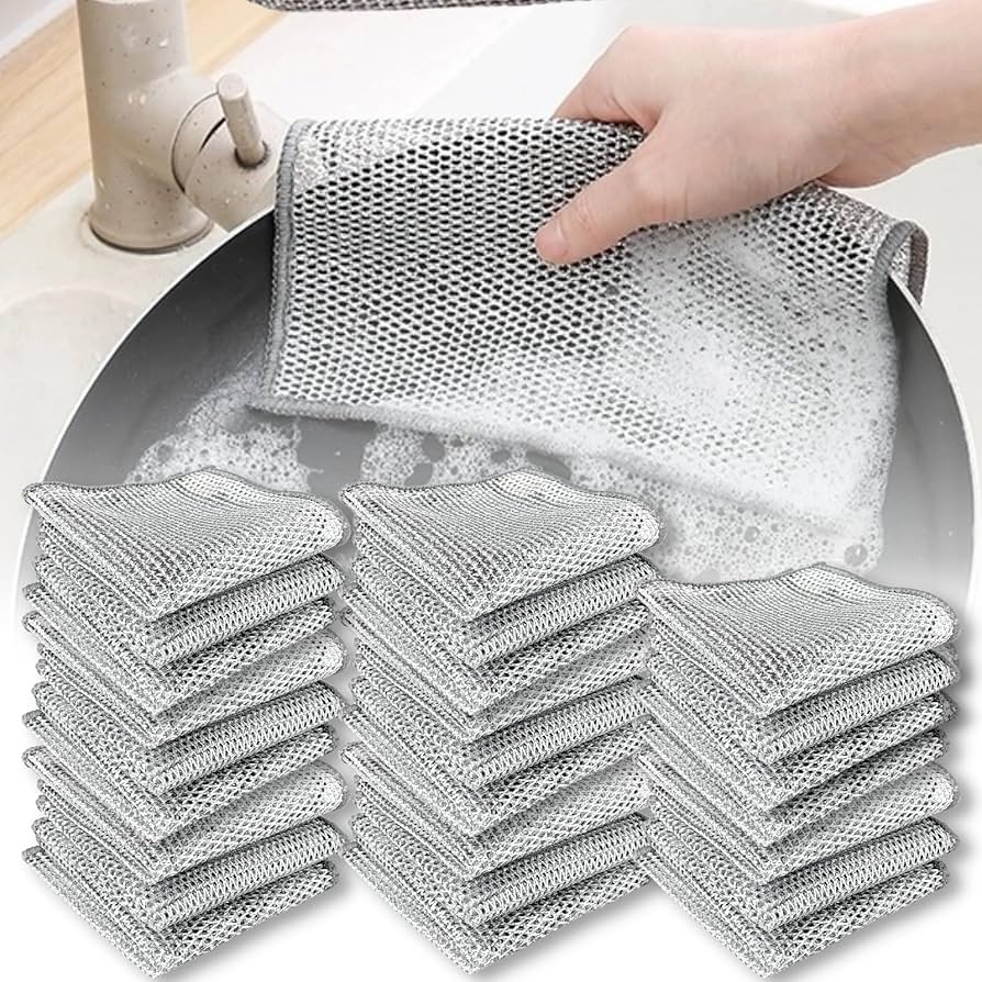 Dishcloth made of silver wire