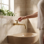 Contemporary Wall-Mounted Bathroom Faucet Cross Handles Stainless Steel Faucet