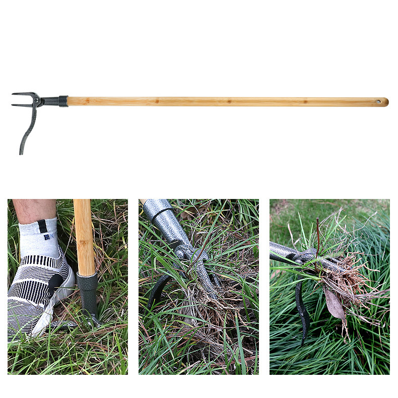 Weed puller with 4-claw head – Effective garden tool made of iron for root removal