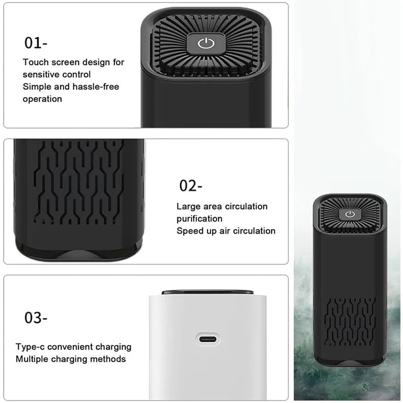 USB Car Air Purifier with HEPA Filter