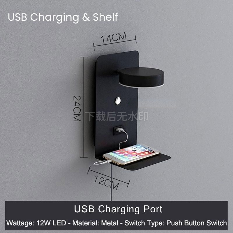 LED Wall Light with Shelf | Soft Glow, Modern Design & Ideal for Creating a Festive Atmosphere in Your Bedroom