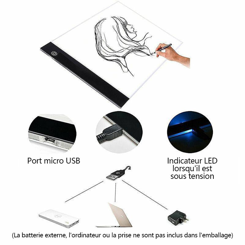 Drawing board with LED light