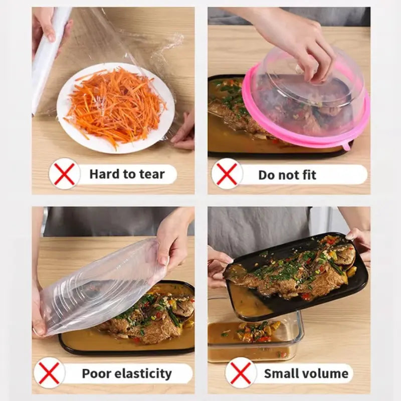 Reusable Food Covers | Stretchable Fresh-Keeping Bags | 200PCS Eco-Friendly PE Wrap Alternative