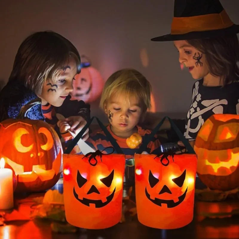 Light Up Pumpkin Halloween Treat Bag
