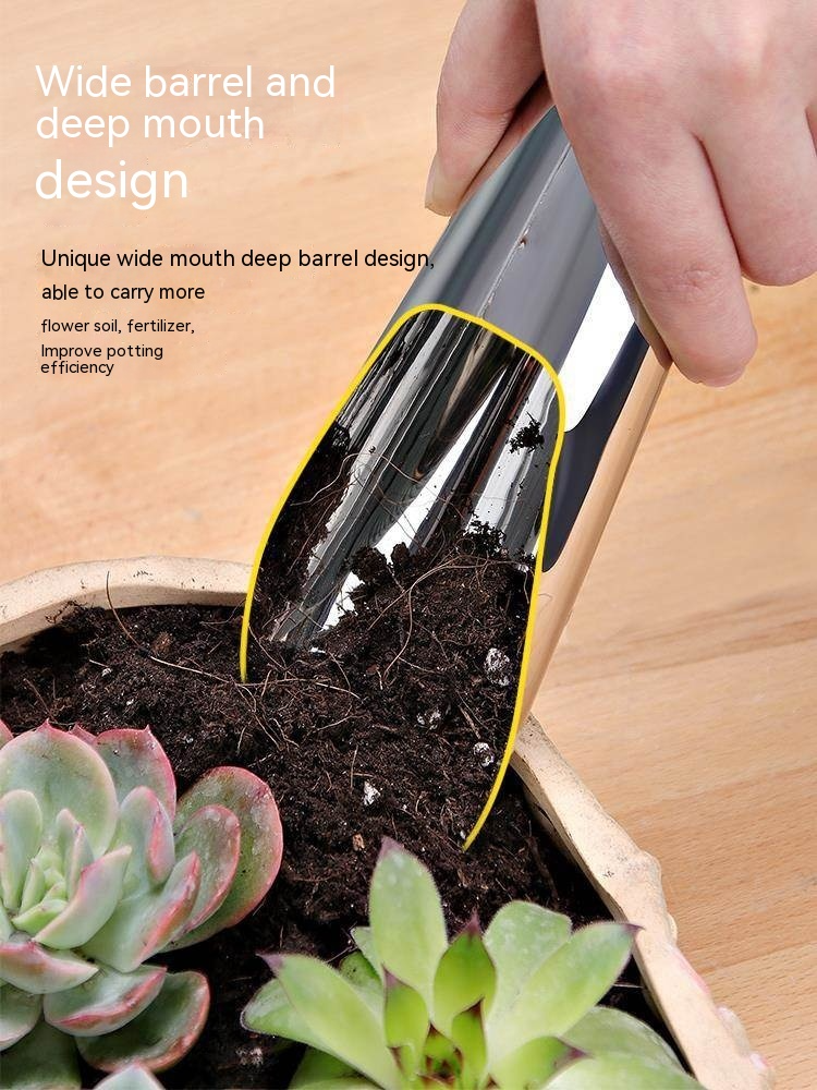 Stainless Steel Scoop for Potting Soil – Robust Planting Scoop for Garden and Balcony