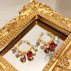 Gold Glitter Colorful Zircon Earrings