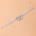 Double Love Heart Rhinestone Anklet