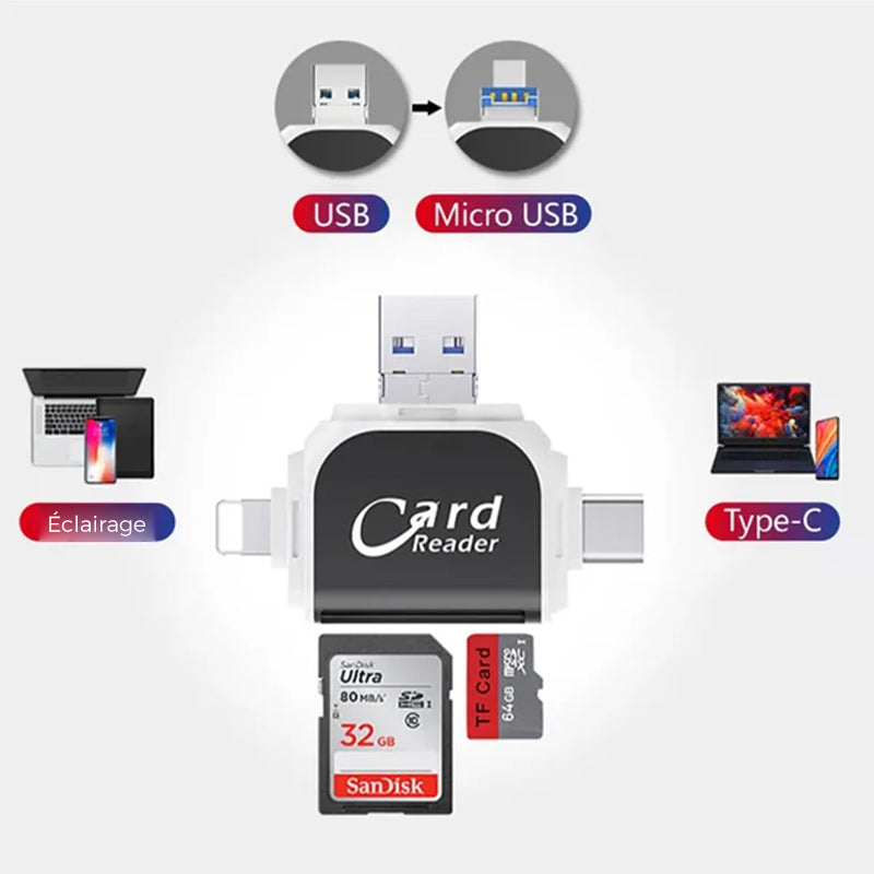 Universal 4-in-1 Sd Tf Card Reader