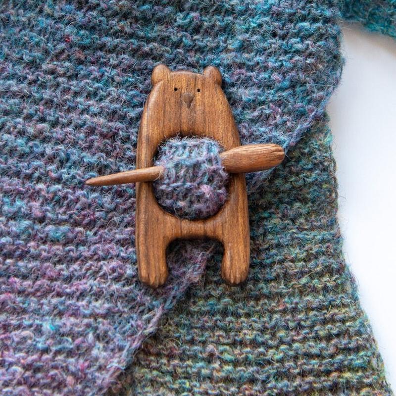 Sweet animal brooch made of wood