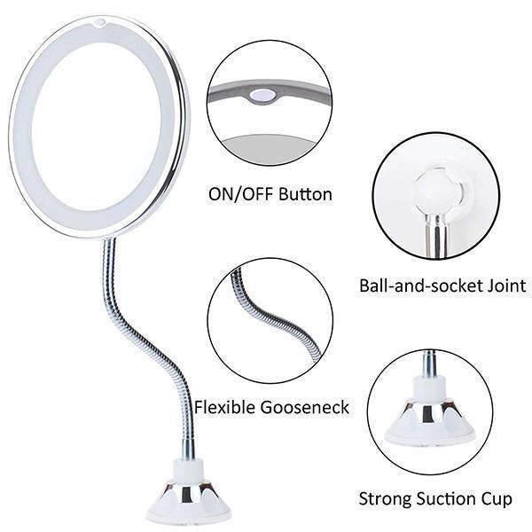 10x magnification LED illuminated makeup mirror