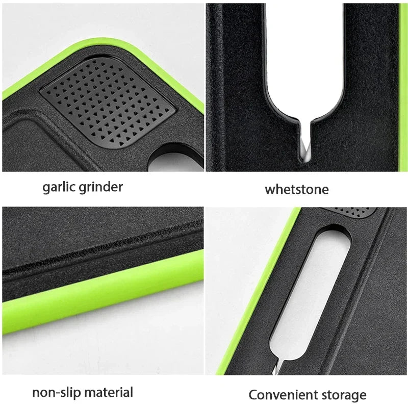 Double-sided cutting board with integrated defrosting plate