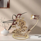 Wood kinetic hummingbird sculpture