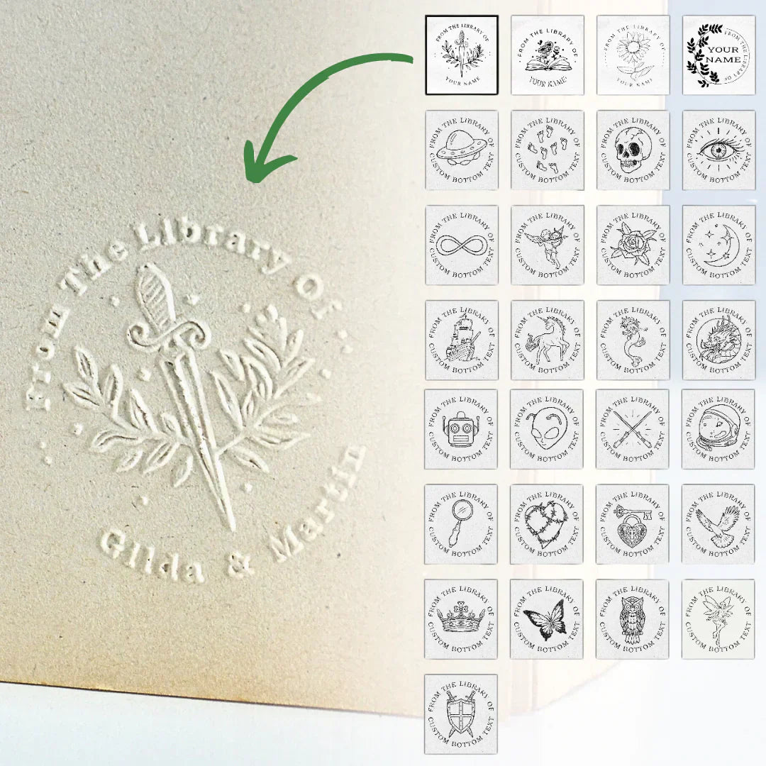 Custom Book Embosser | BookStamp Personal Library Stamp | Vintage No-Ink Seal | Adjustable Design