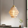 Retro Glass and Brass Pendant Lamp for Living Room or Dining Table