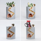 Decorative plant pot with hedgehog and rabbit miniature – Creative staircase design for plants