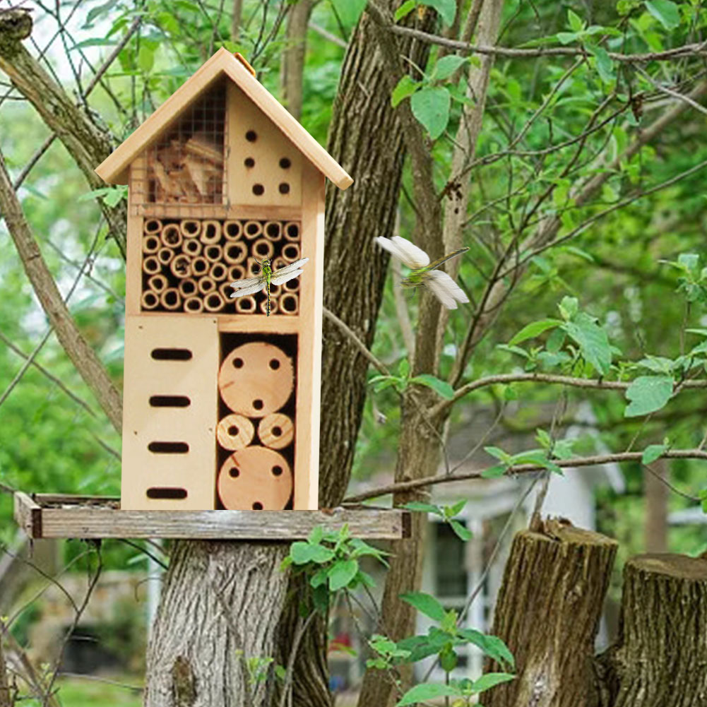 Insect house made of wood – Bee and insect friendly habitat for garden and terrace